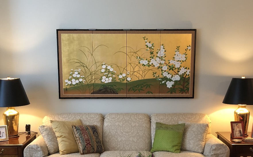Installation example 3 for Japanese folding gold screen paintings 